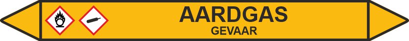 Leidingstickers Leidingmarkering Aardgas (Gassen) Leidingstickers Leidingmarkering Aardgas (Gassen)
