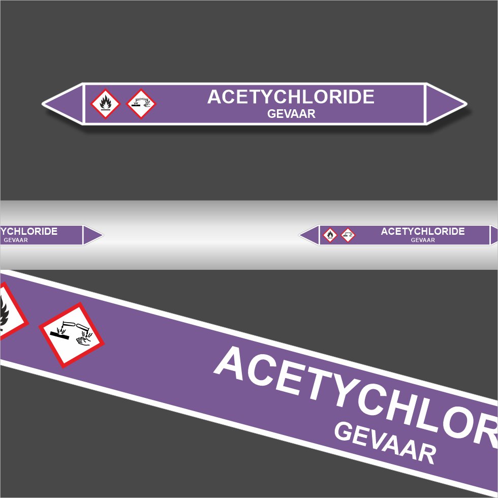 Leidingstickers Leidingmarkering Acetychloride (Basen)