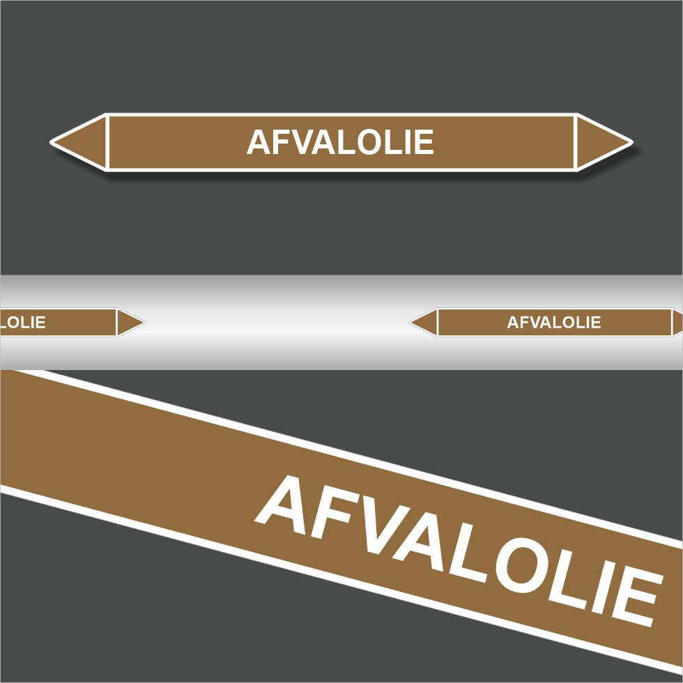 Leidingstickers Leidingmarkering Afvalolie (Ontvlambare vloeistoffen) Leidingstickers Leidingmarkering Afvalolie (Ontvlambare vloeistoffen)