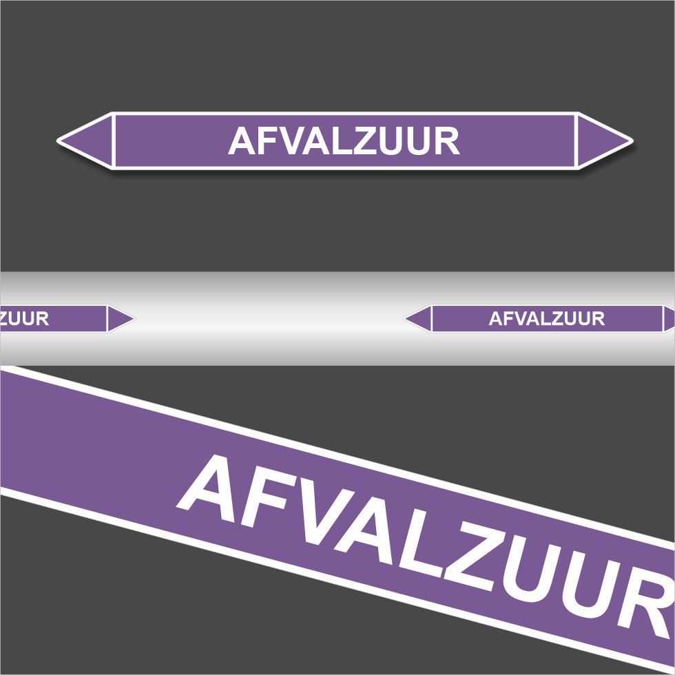 Leidingstickers Leidingmarkering Afvalzuur (Basen) Leidingstickers Leidingmarkering Afvalzuur (Basen)