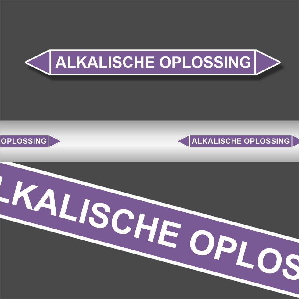 Leidingstickers Leidingmarkering Alkalische oplossing (Basen) Leidingstickers Leidingmarkering Alkalische oplossing (Basen)