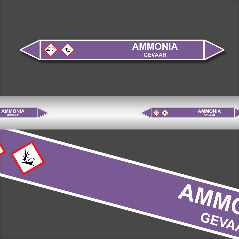 Leidingstickers Leidingmarkering Ammonia (Basen) Leidingstickers Leidingmarkering Ammonia (Basen)