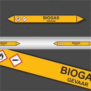 Leidingstickers Leidingmarkering Biogas (Gassen)