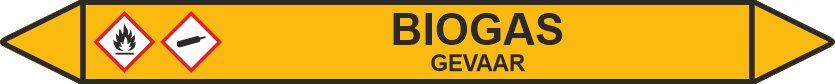 Leidingstickers Leidingmarkering Biogas (Gassen)