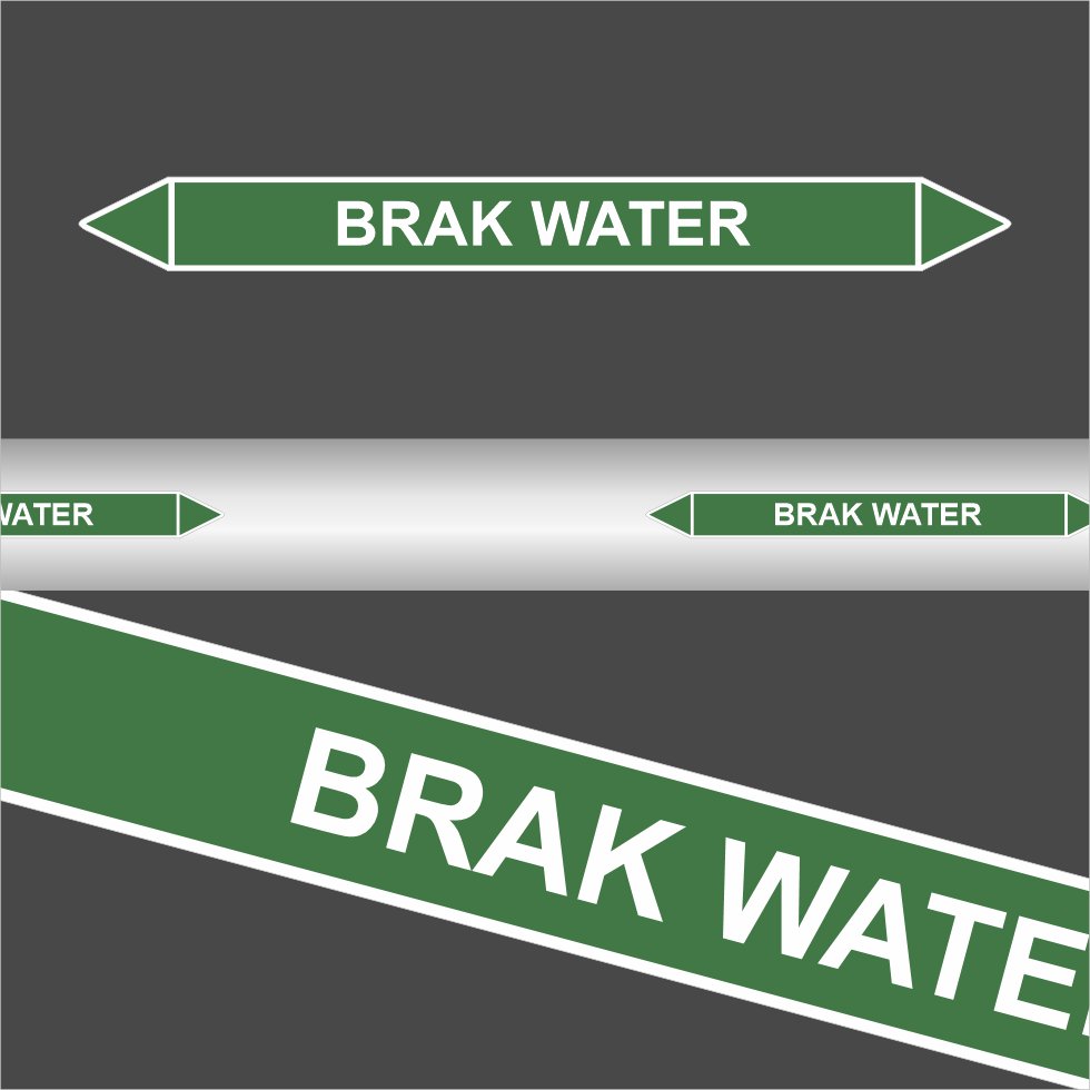 Leidingstickers Leidingmarkering Brak water (Water) Leidingstickers Leidingmarkering Brak water (Water)