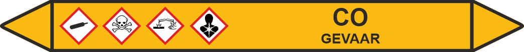 Leidingstickers Leidingmarkering CO (Gassen)