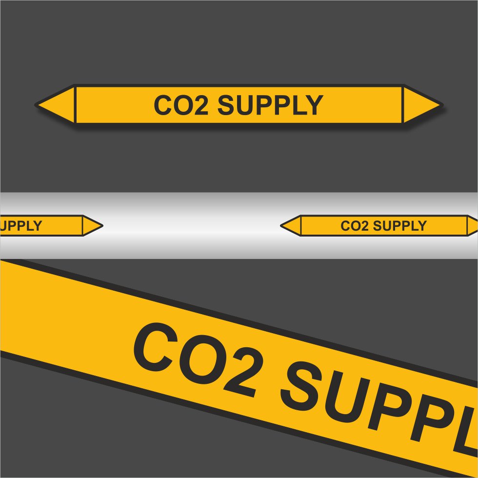 Leidingstickers Leidingmarkering CO2 Supply (Gassen) Leidingstickers Leidingmarkering CO2 Supply (Gassen)