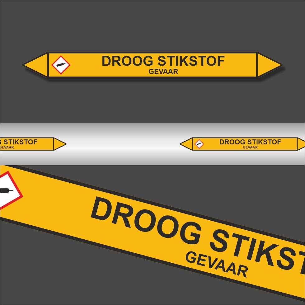 Leidingstickers Leidingmarkering Droog stikstof (Gassen) Leidingstickers Leidingmarkering Droog stikstof (Gassen)