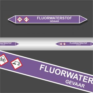 Leidingstickers Leidingmarkering Fluorwaterstof (Basen)