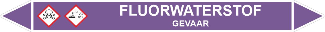 Leidingstickers Leidingmarkering Fluorwaterstof (Basen) Leidingstickers Leidingmarkering Fluorwaterstof (Basen)