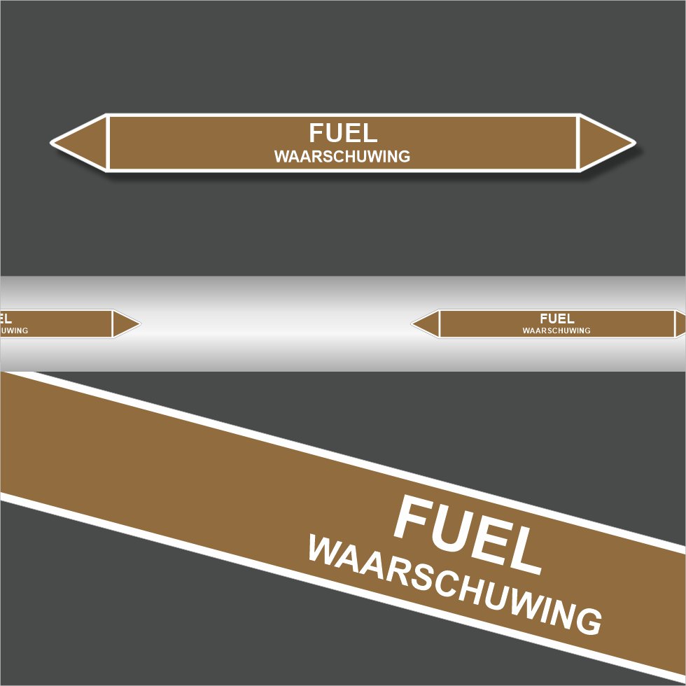 Leidingstickers Leidingmarkering Fuel (Ontvlambare vloeistoffen) Leidingstickers Leidingmarkering Fuel (Ontvlambare vloeistoffen)