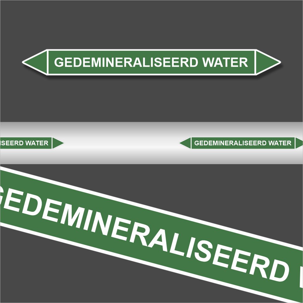 Leidingstickers Leidingmarkering Gedemineraliseerd water (Water) Leidingstickers Leidingmarkering Gedemineraliseerd water (Water)