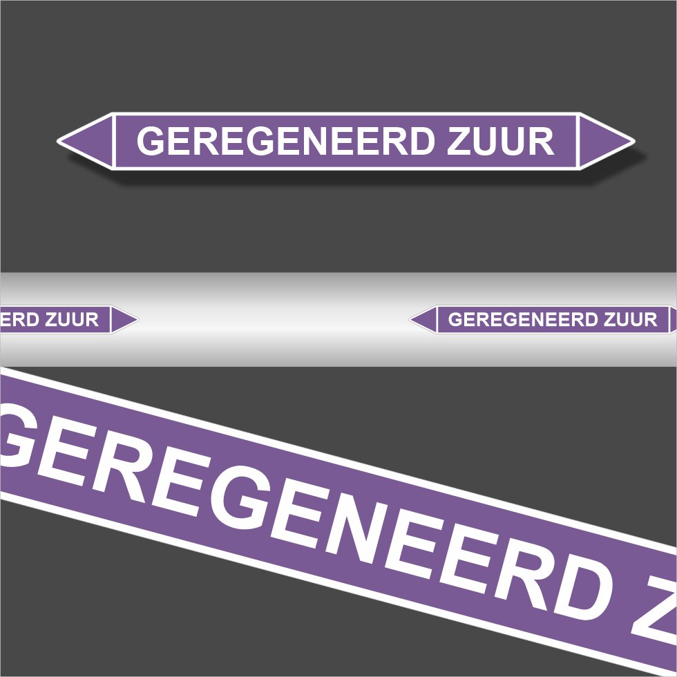 Leidingstickers Leidingmarkering Geregeneerd Zuur (Basen) Leidingstickers Leidingmarkering Geregeneerd Zuur (Basen)