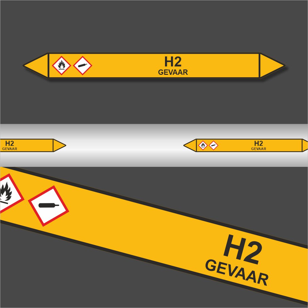 Leidingstickers Leidingmarkering H2 (Gassen) Leidingstickers Leidingmarkering H2 (Gassen)