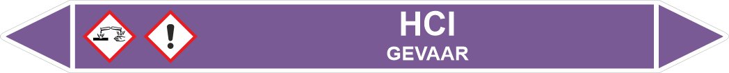 Leidingstickers Leidingmarkering HCl (Basen) Leidingstickers Leidingmarkering HCl (Basen)