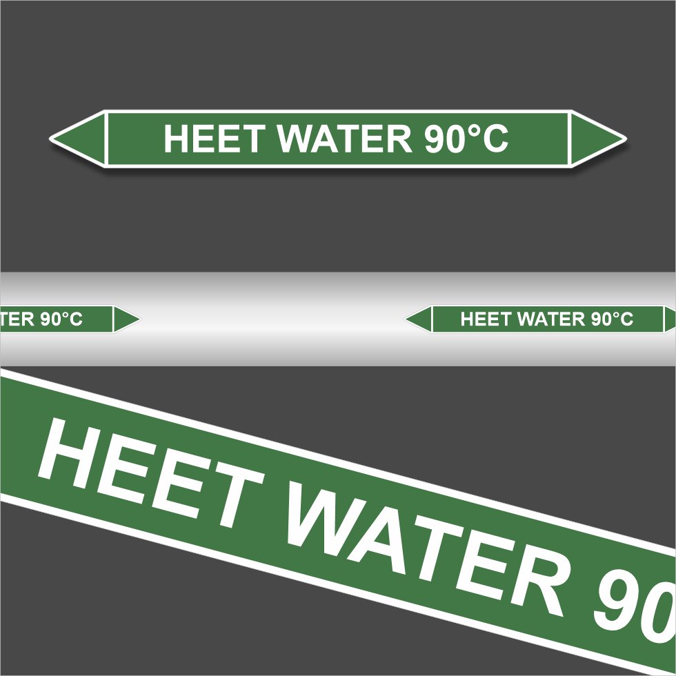 Leidingstickers Leidingmarkering Heet water 90 Graden (Water) Leidingstickers Leidingmarkering Heet water 90 Graden (Water)