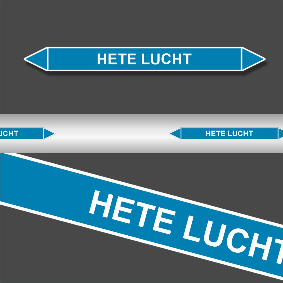 Leidingstickers Leidingmarkering Hete Lucht (Lucht) Leidingstickers Leidingmarkering Hete Lucht (Lucht)