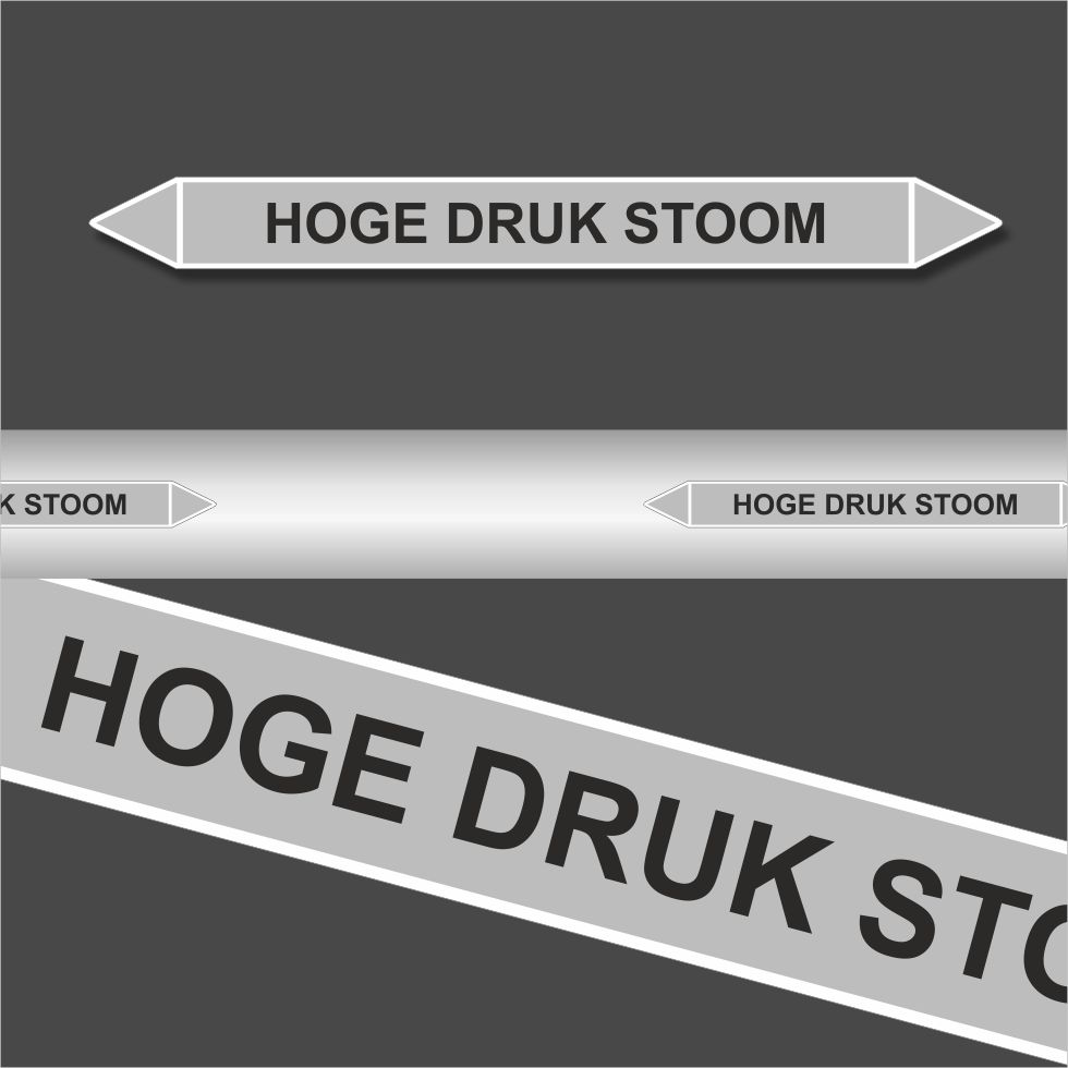 Leidingstickers Leidingmarkering Hoge Druk Stoom (Stoom) Leidingstickers Leidingmarkering Hoge Druk Stoom (Stoom)