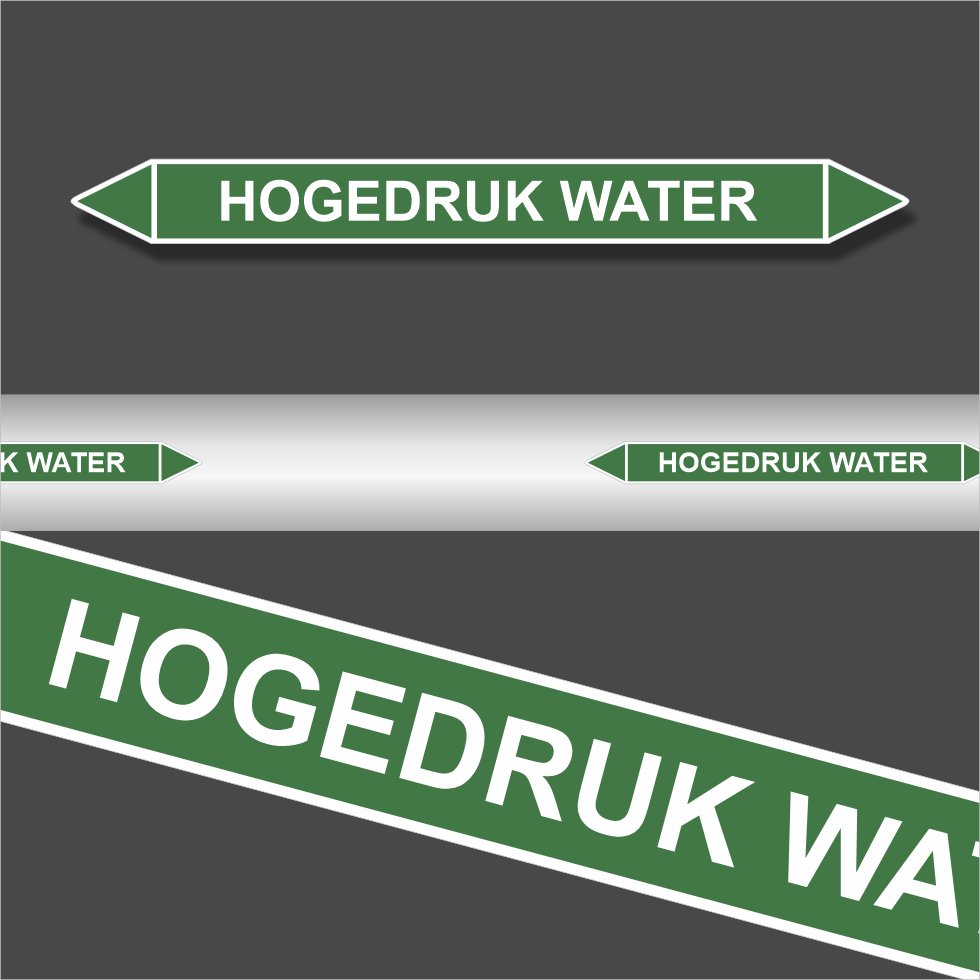 Leidingstickers Leidingmarkering Hogedruk water (Water) Leidingstickers Leidingmarkering Hogedruk water (Water)