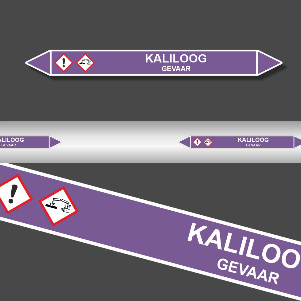 Leidingstickers Leidingmarkering Kaliloog (Basen) Leidingstickers Leidingmarkering Kaliloog (Basen)