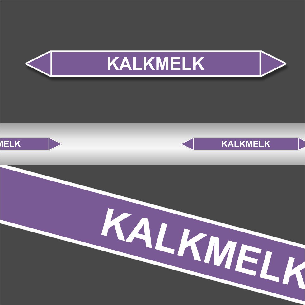 Leidingstickers Leidingmarkering Kalkmelk (Basen) Leidingstickers Leidingmarkering Kalkmelk (Basen)