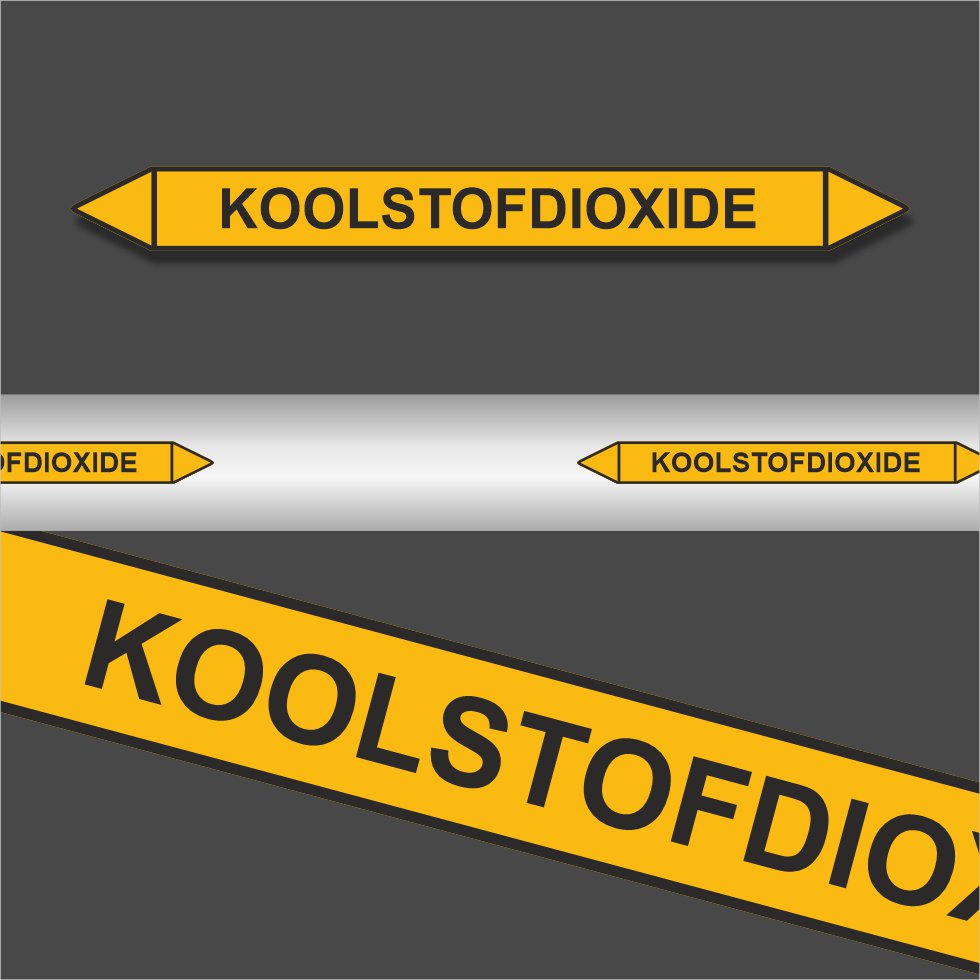 Leidingstickers Leidingmarkering Koolstofdioxide (Gassen) Leidingstickers Leidingmarkering Koolstofdioxide (Gassen)