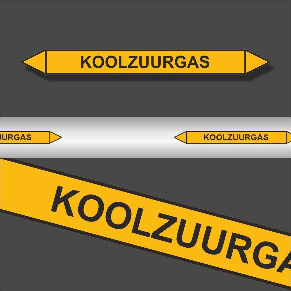 Leidingstickers Leidingmarkering Koolzuurgas (Gassen) Leidingstickers Leidingmarkering Koolzuurgas (Gassen)