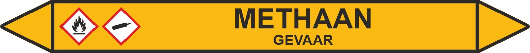 Leidingstickers Leidingmarkering Methaan (Gassen) Leidingstickers Leidingmarkering Methaan (Gassen)
