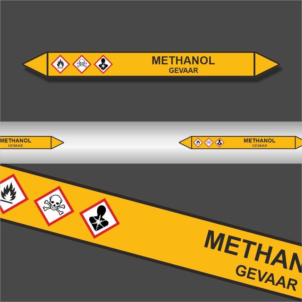 Leidingstickers Leidingmarkering Methanol (Gassen) Leidingstickers Leidingmarkering Methanol (Gassen)