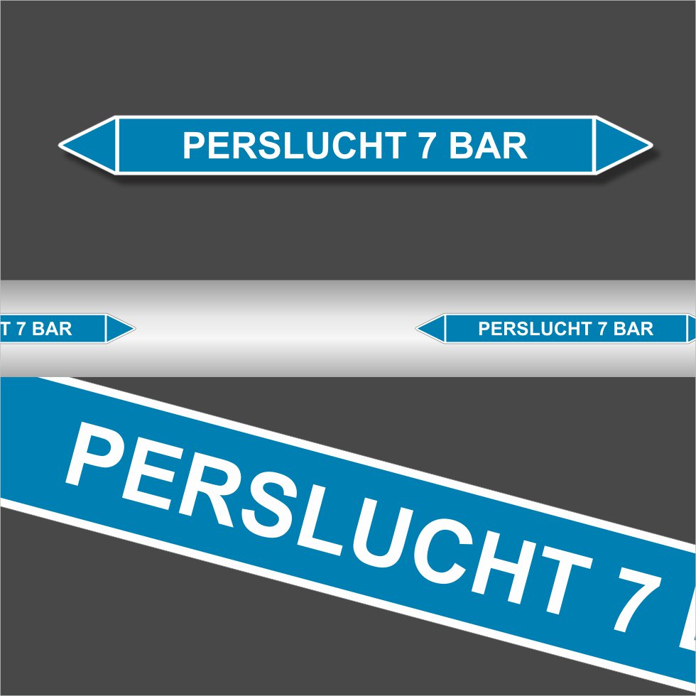 Leidingstickers Leidingmarkering Perslucht 10 BAR (Lucht) Leidingstickers Leidingmarkering Perslucht 10 BAR (Lucht)