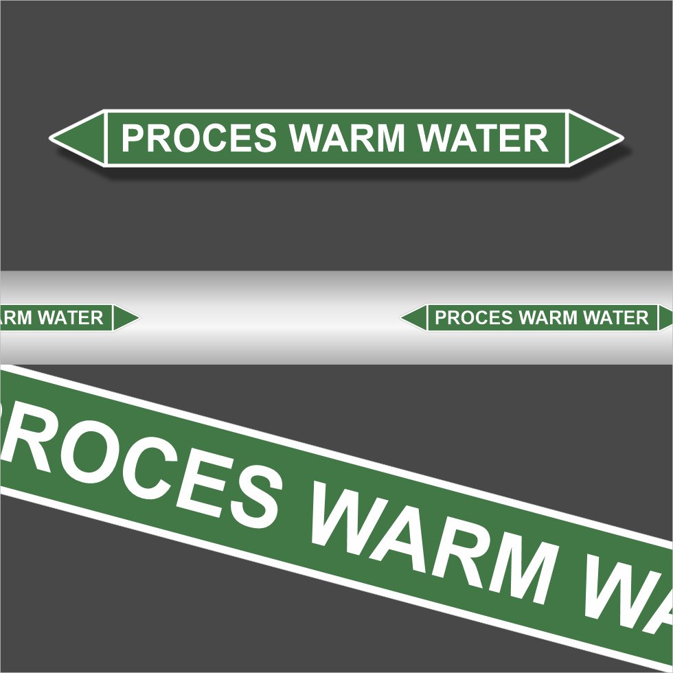 Leidingstickers Leidingmarkering Proces warm water (Water) Leidingstickers Leidingmarkering Proces warm water (Water)