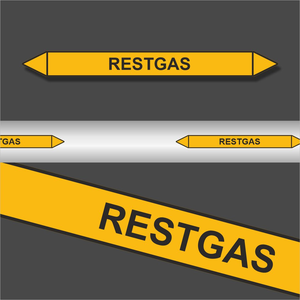Leidingstickers Leidingmarkering Restgas (Gassen) Leidingstickers Leidingmarkering Restgas (Gassen)