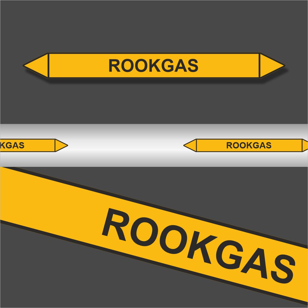 Leidingstickers Leidingmarkering Rookgas (Gassen) Leidingstickers Leidingmarkering Rookgas (Gassen)