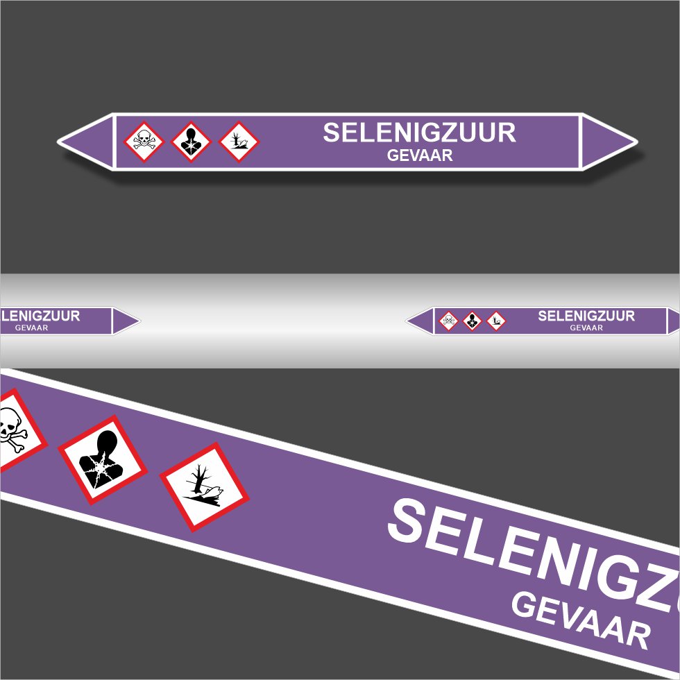 Leidingstickers Leidingmarkering Selenigzuur (Basen) Leidingstickers Leidingmarkering Selenigzuur (Basen)