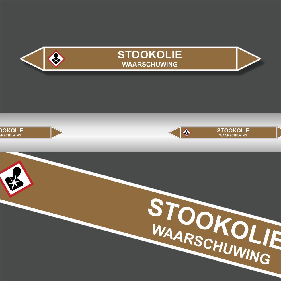 Leidingstickers Leidingmarkering Stookolie (Ontvlambare vloeistoffen) Leidingstickers Leidingmarkering Stookolie (Ontvlambare vloeistoffen)