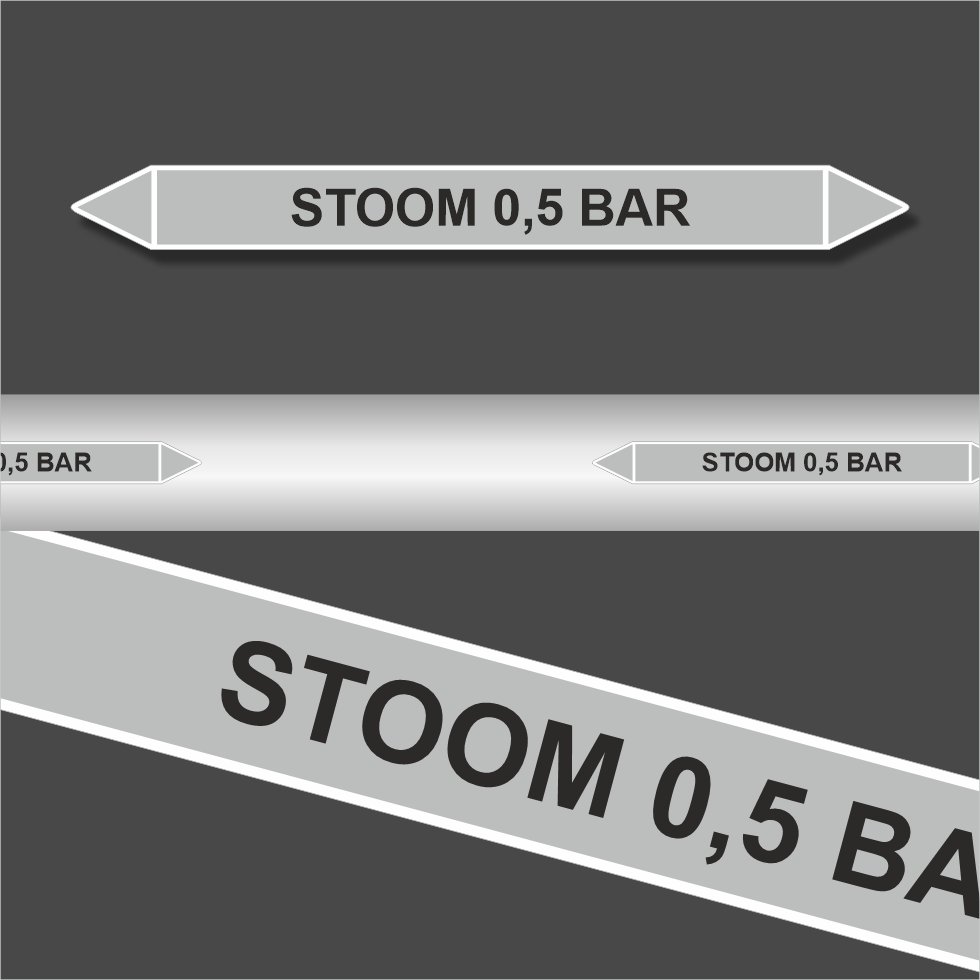 Leidingstickers Leidingmarkering Stoom 0.5 BAR (Stoom) Leidingstickers Leidingmarkering Stoom 0.5 BAR (Stoom)