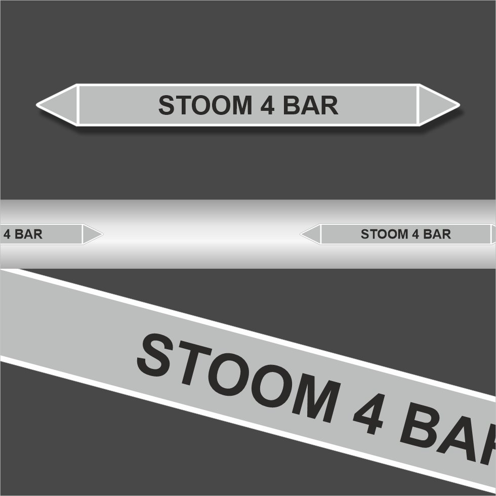 Leidingstickers Leidingmarkering Stoom 4 BAR (Stoom) Leidingstickers Leidingmarkering Stoom 4 BAR (Stoom)