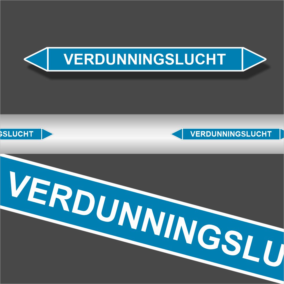 Leidingstickers Leidingmarkering Verdunningslucht (Lucht) Leidingstickers Leidingmarkering Verdunningslucht (Lucht)