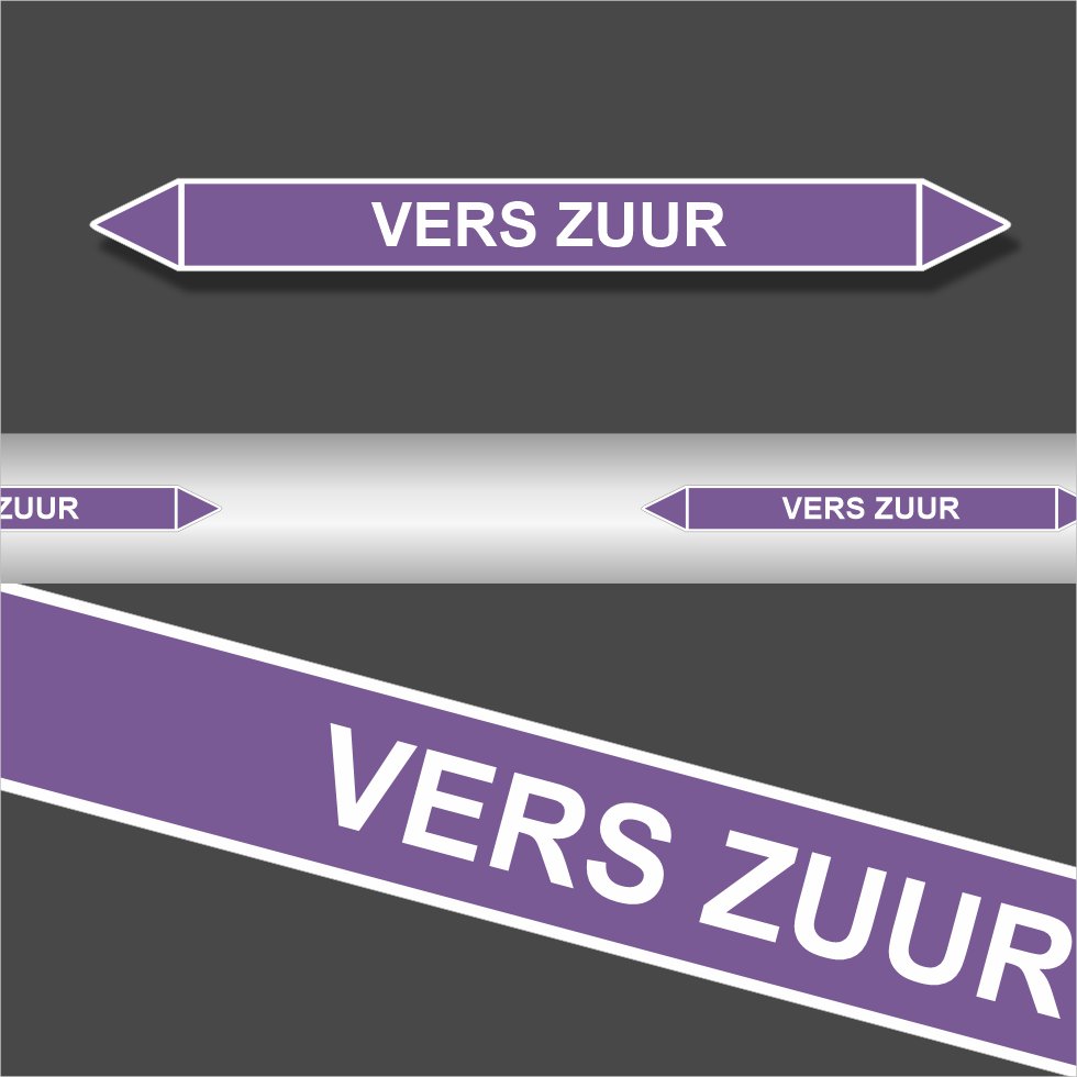 Leidingstickers Leidingmarkering Vers zuur (Basen) Leidingstickers Leidingmarkering Vers zuur (Basen)