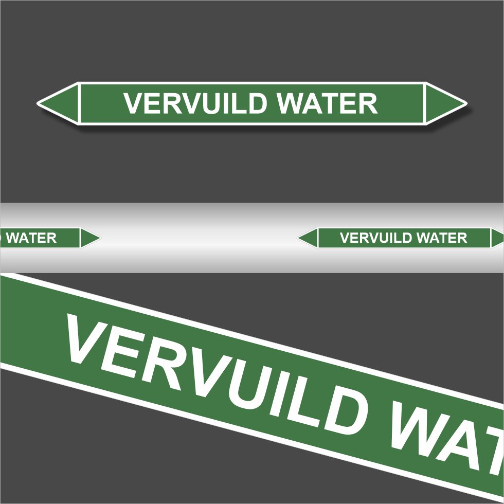 Leidingstickers Leidingmarkering Vervuild water (Water) Leidingstickers Leidingmarkering Vervuild water (Water)