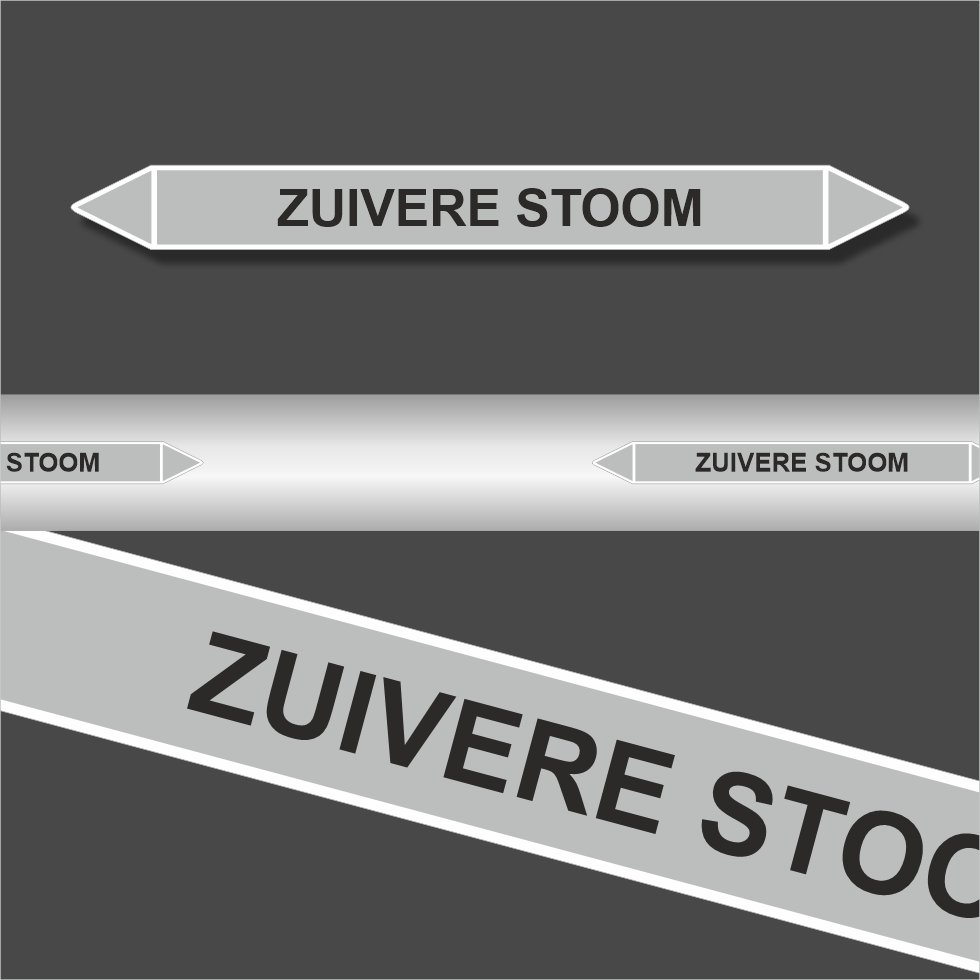 Leidingstickers Leidingmarkering Zuivere Stoom (Stoom) Leidingstickers Leidingmarkering Zuivere Stoom (Stoom)