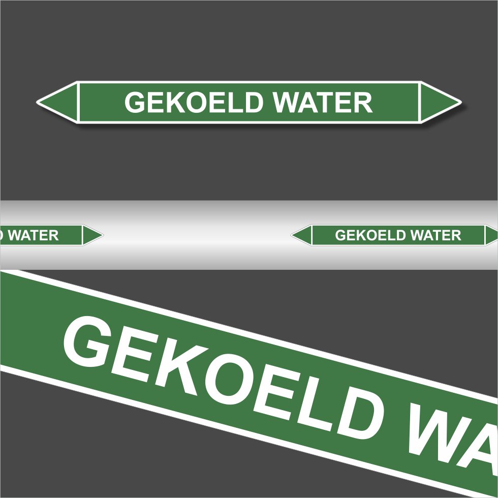 Leidingstickers Leidingmarkering gekoeld water (Water) Leidingstickers Leidingmarkering gekoeld water (Water)
