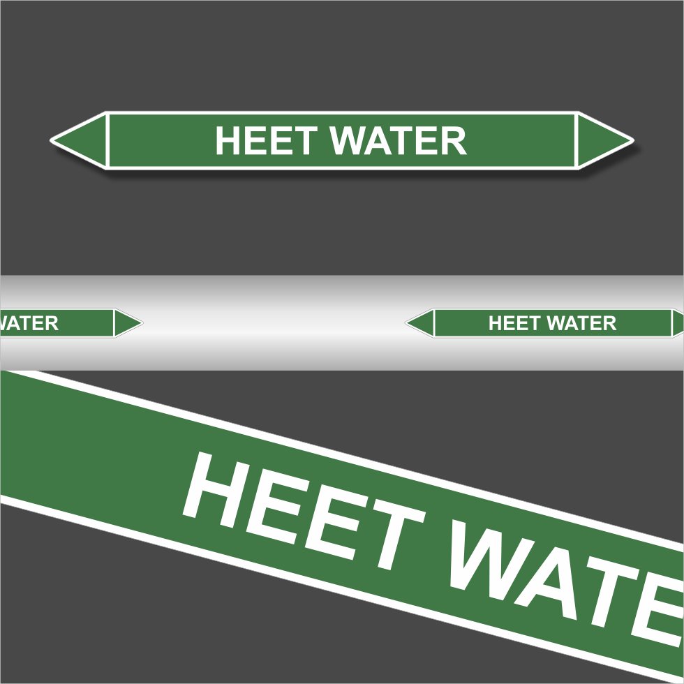 Leidingstickers Leidingmarkering heet water (Water) Leidingstickers Leidingmarkering heet water (Water)
