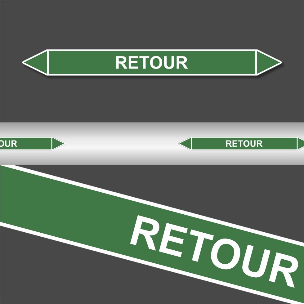 Leidingstickers Leidingmarkering retour (Water) Leidingstickers Leidingmarkering retour (Water)