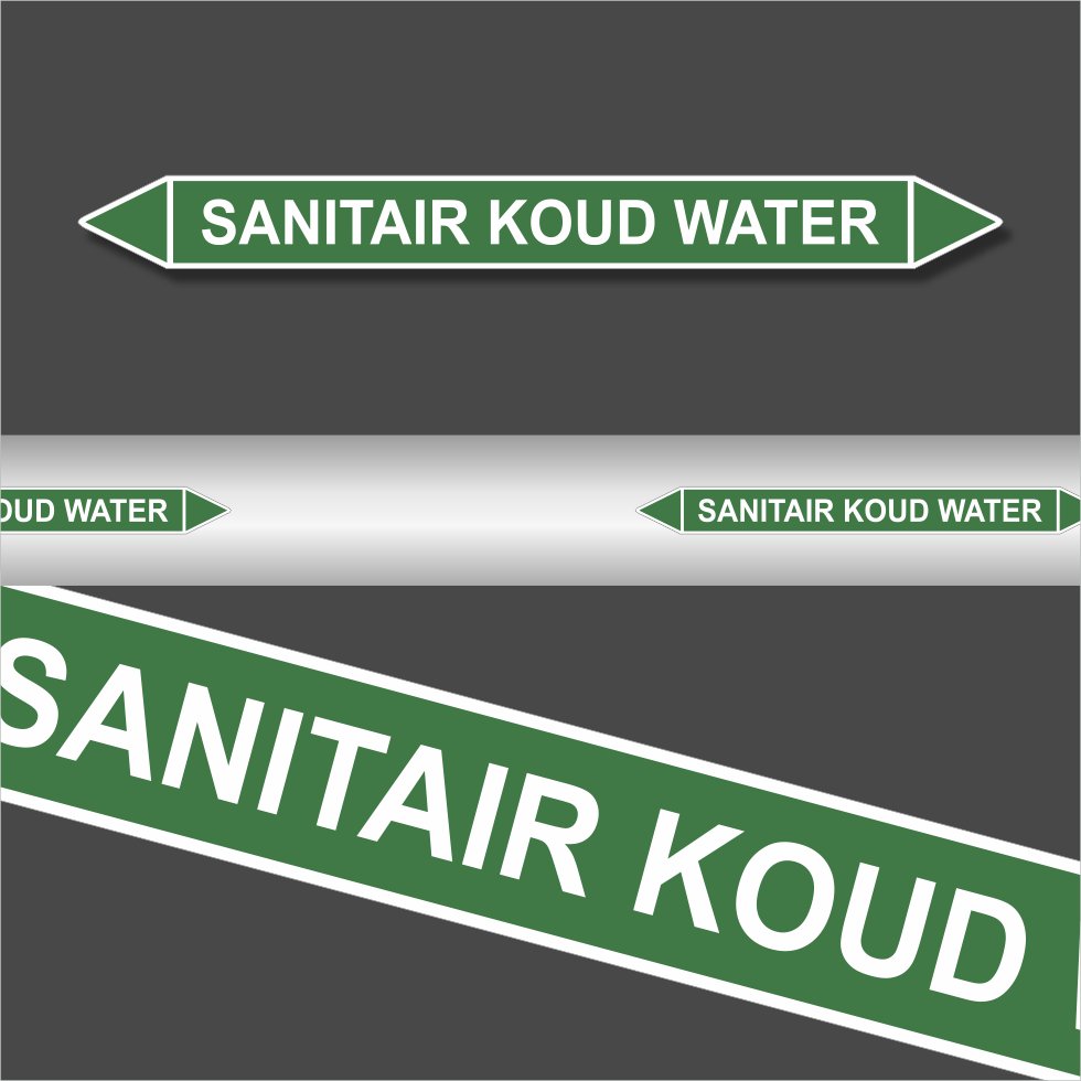 Leidingstickers Leidingmarkering sanitair koud water (Water) Leidingstickers Leidingmarkering sanitair koud water (Water)