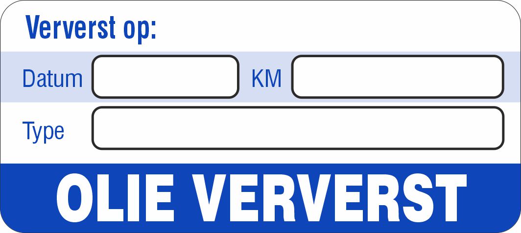 Onderhoud stickers olie ververst op universeel blauw