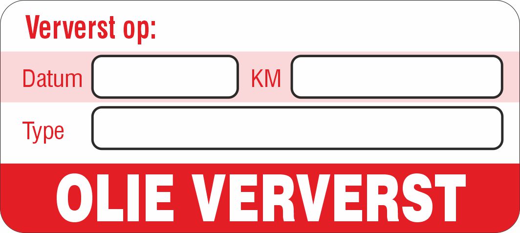 Onderhoud stickers olie ververst op universeel rood