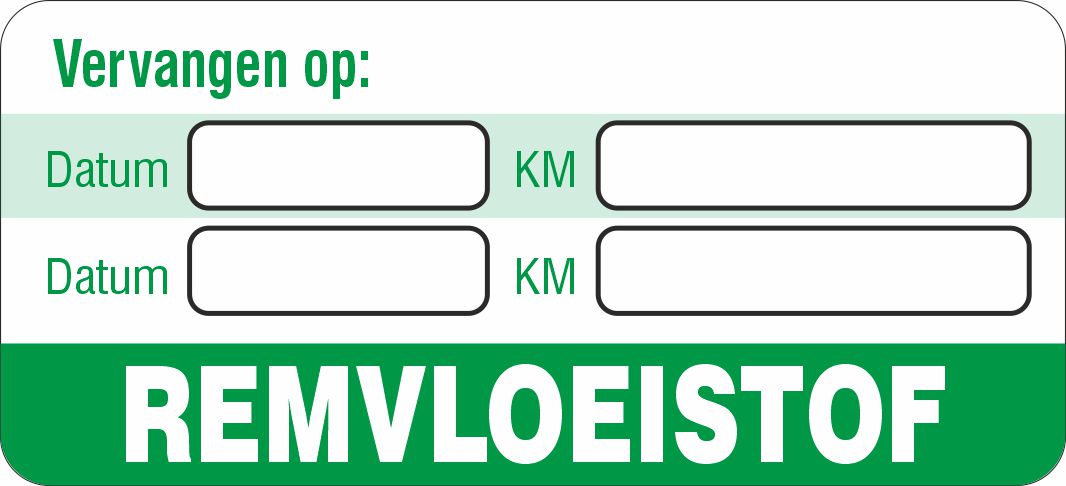 Onderhoud stickers remvloeistof vervangen op universeel groen