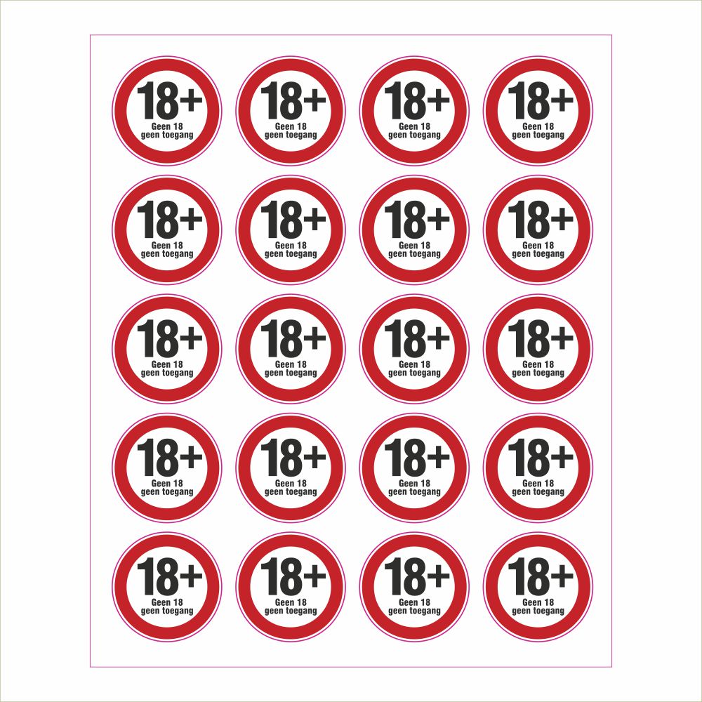 Pictogram 18 plus geen toegang sticker