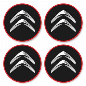 Wielnaaf stickers Citroen Zwart Logo met rode rand